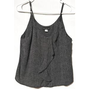 Simply Styled Women's Medium Petite Black & White Ruffle Front Camisole